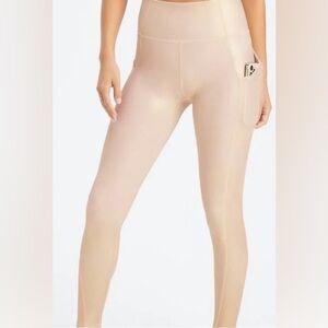 Fabletics Oasis High Waisted Leggings Gold Hologram NWT